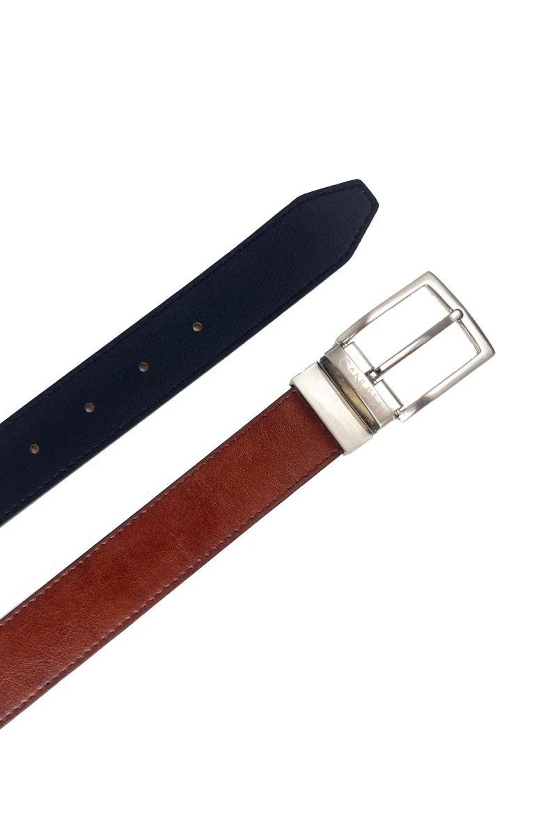 Ceinture réversible vegan - Noir & Hazelnut - Image 7