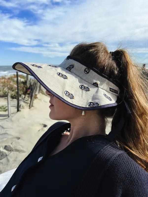 Chapeau/Visière en tissu brodé - Sable - Image 3