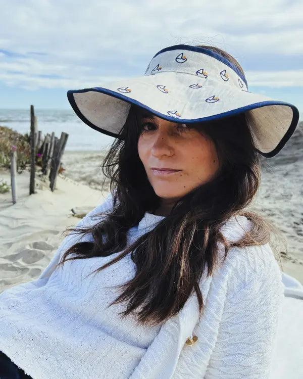 Chapeau/Visière en tissu brodé - Sable - Image 6