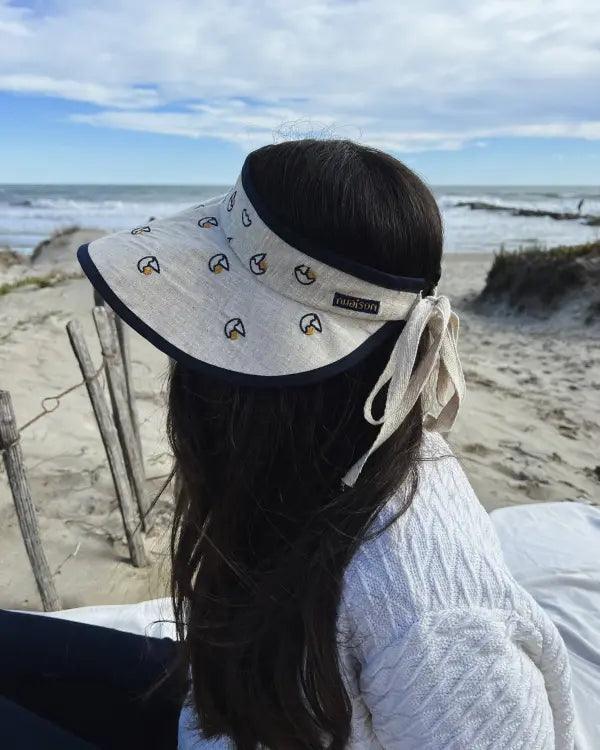 Chapeau/Visière en tissu brodé - Sable - Image 7