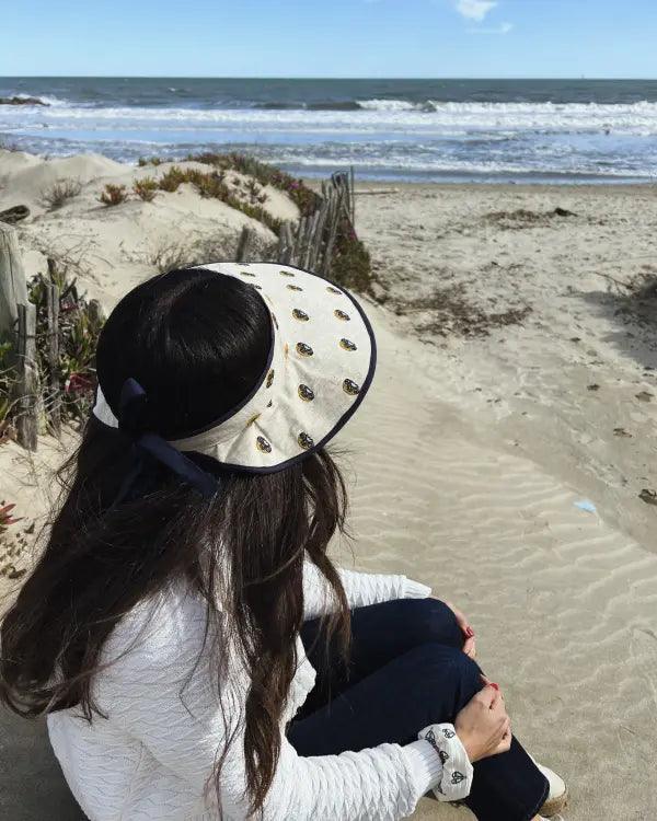 Chapeau/Visière en tissu brodé - Sable - Image 8