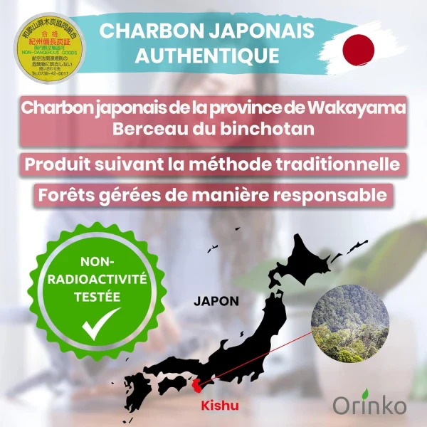 Charbon actif Binchotan Japonais de Kishu  150g - Lot de 6 - Image 2