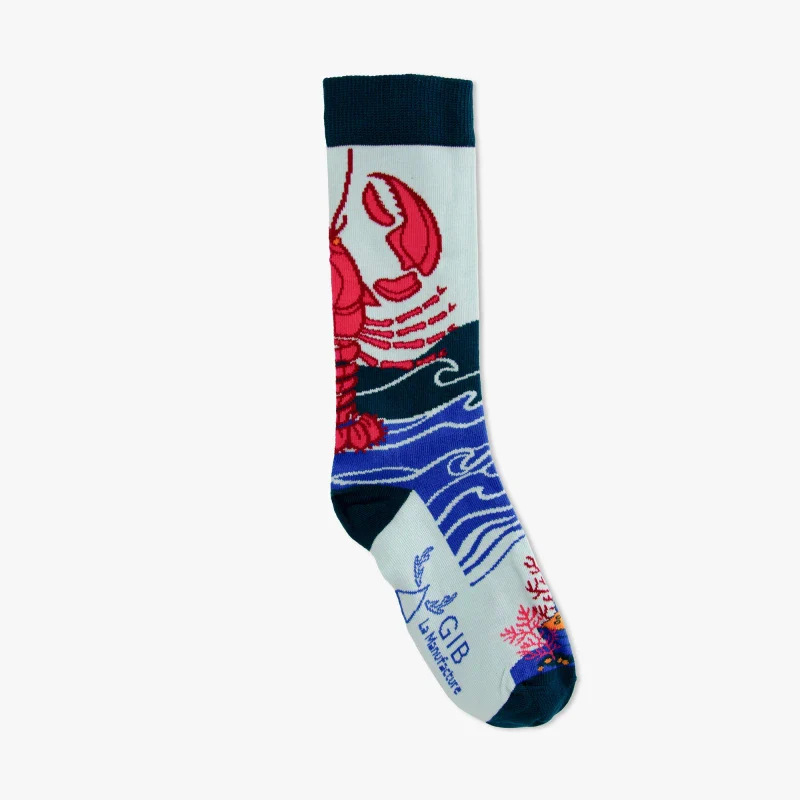 Chaussettes  en coton bio made in France  "Le homard" - Image 3