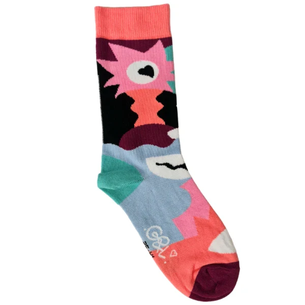 Chaussette à l'unité Guillaume & Laurie - Abstract rose - Image 2