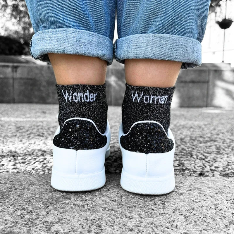 Chaussettes Wonder Woman à Paillettes Argentées