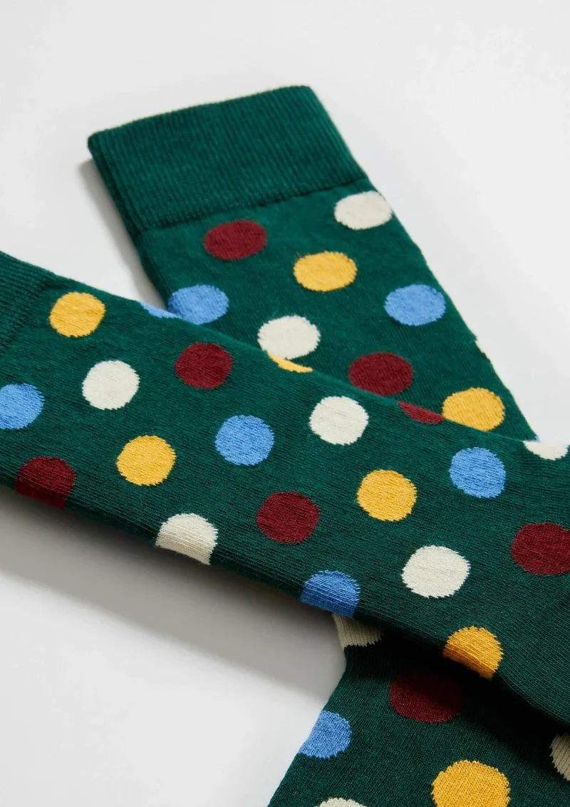 Chaussettes à pois en coton - BePolkadots Vert - Image 3