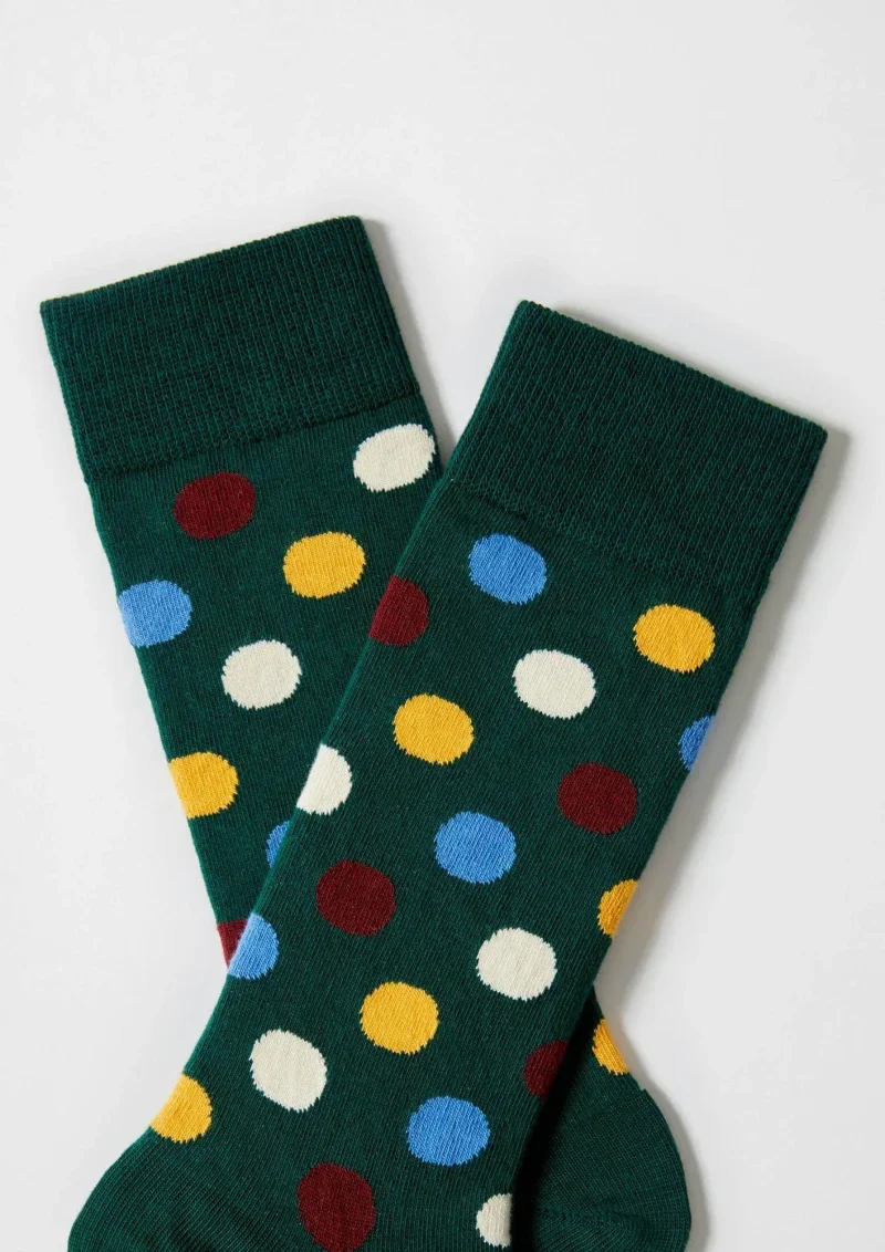 Chaussettes à pois en coton - BePolkadots Vert - Image 4