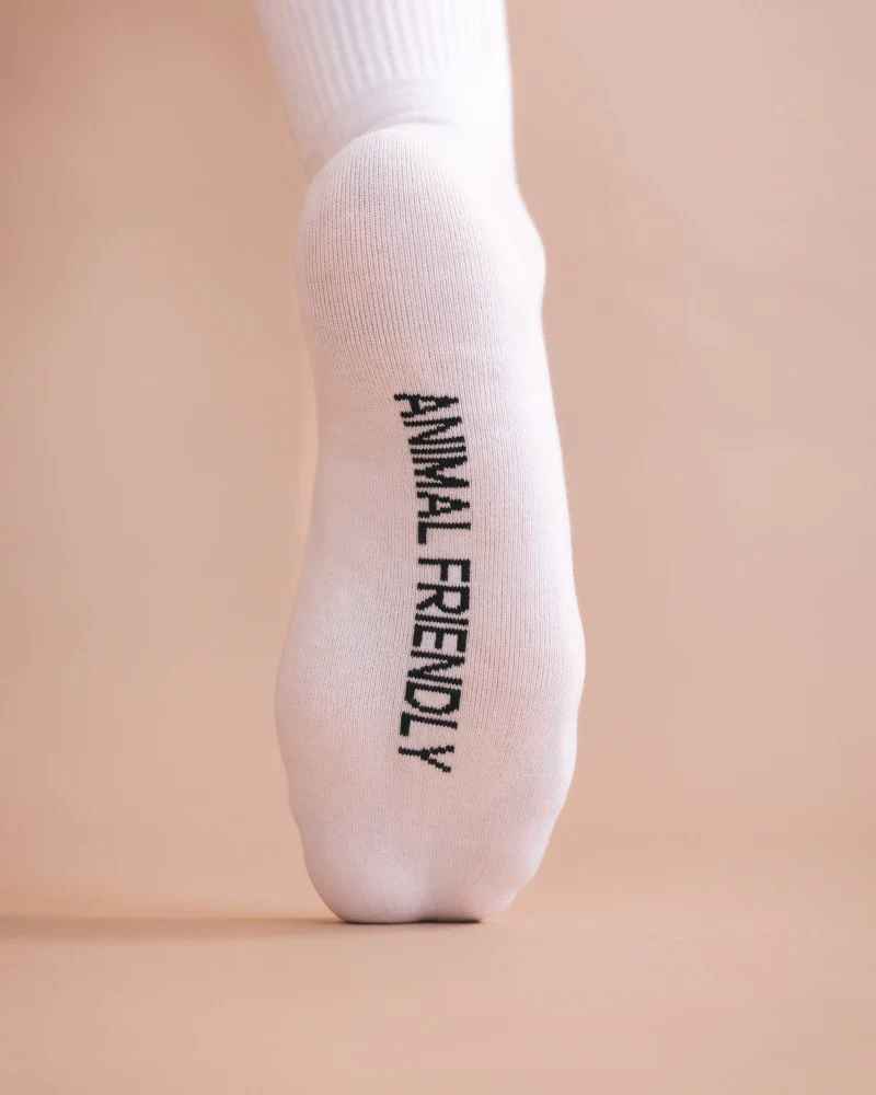 Chaussettes Animal Friendly en Coton Bio Blanc - Image 4