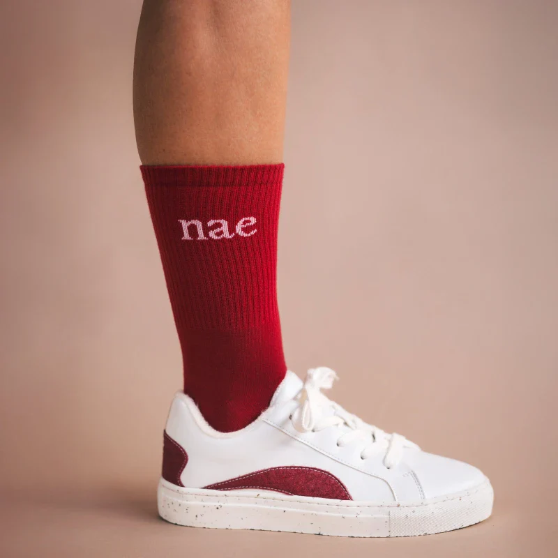 Chaussettes Animal Friendly en Coton Bio Rouge - Image 2