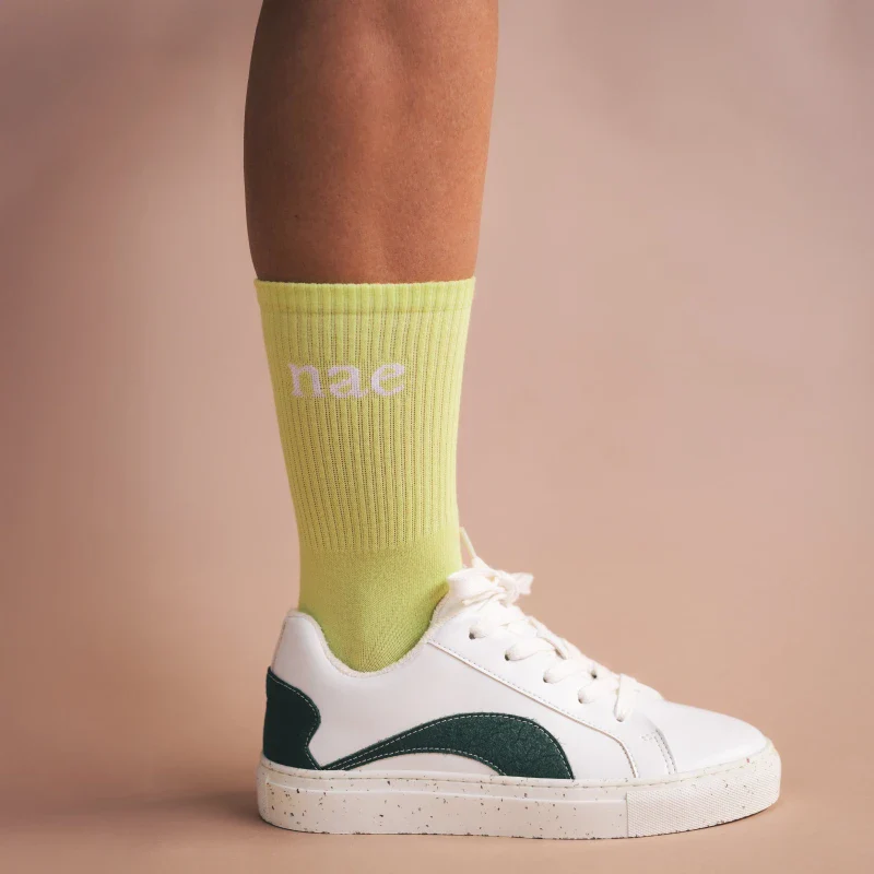 Chaussettes Animal Friendly en Coton Bio Vert citron - Image 2