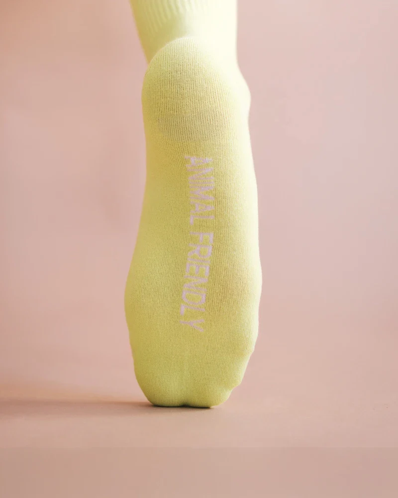 Chaussettes Animal Friendly en Coton Bio Vert citron - Image 4