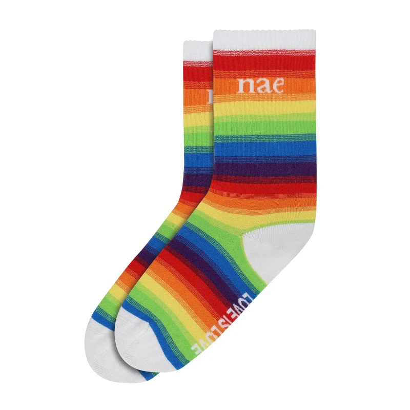 Chaussettes Blanches Arc-en-Ciel - Love is Love Rainbow Sock - Image 4