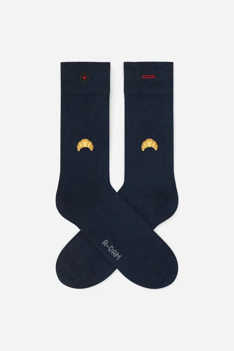Chaussettes bleu marine à motifs croissants - Image 4