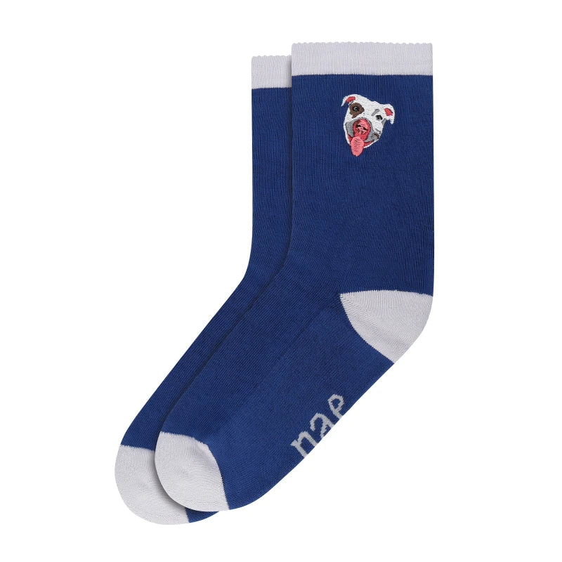Chaussettes bleue avec broderie en coton - Doggie Sock - Image 2