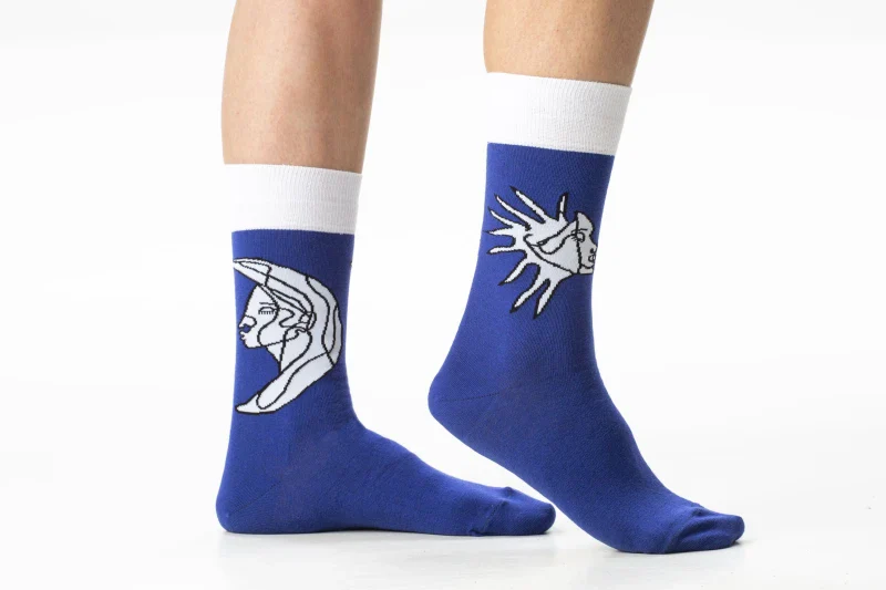 Chaussettes dépareillées colorées en coton - Visage Lune Soleil - Image 7