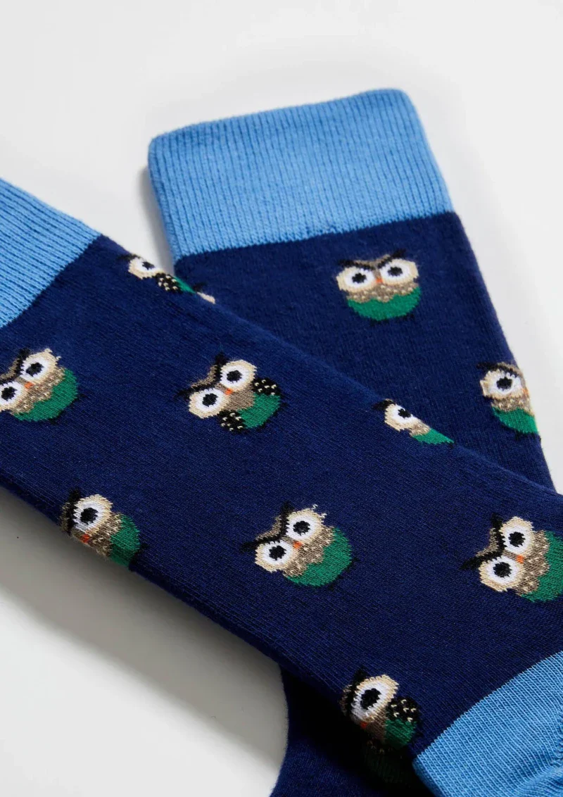 Chaussettes en coton - Hiboux Bleu - Image 2