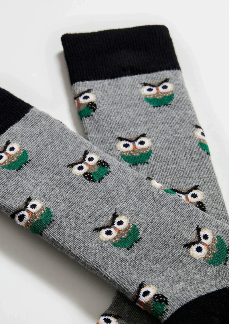 Chaussettes en coton - Hiboux Gris - Image 2