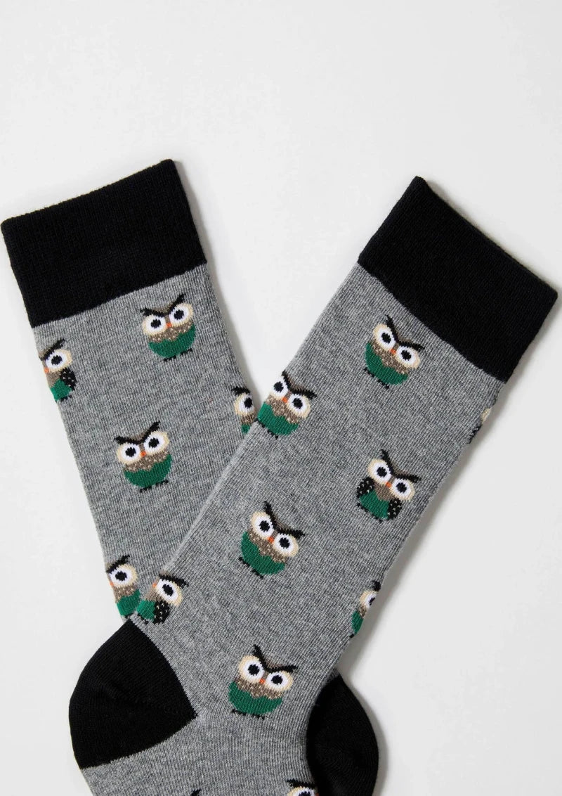 Chaussettes en coton - Hiboux Gris - Image 4