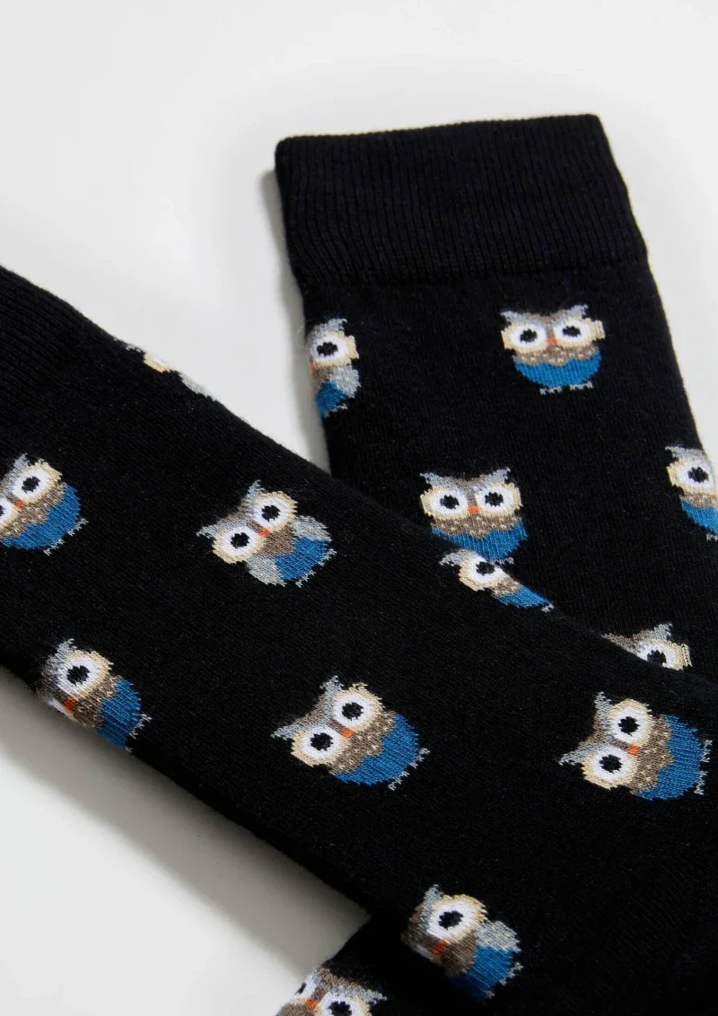 Chaussettes en coton - Hiboux Noir - Image 2