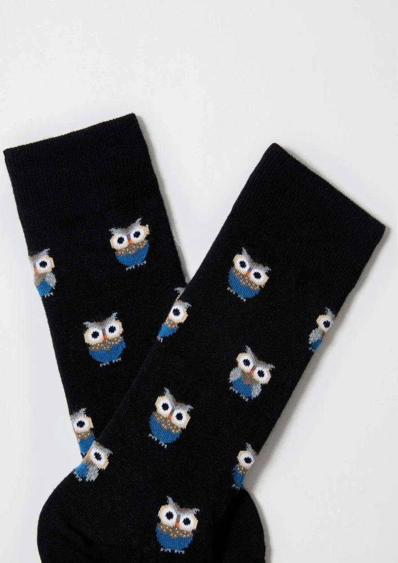 Chaussettes en coton - Hiboux Noir - Image 4