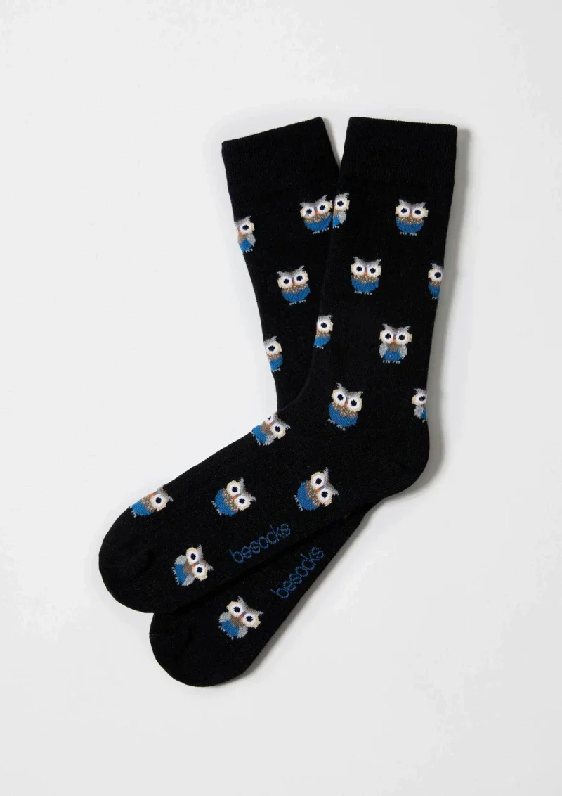 Chaussettes en coton - Hiboux Noir - Image 5