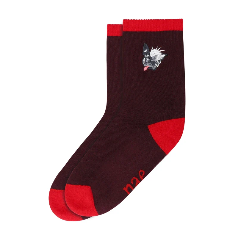 Chaussettes en coton bio avec broderie - Doggie Brown - Image 2