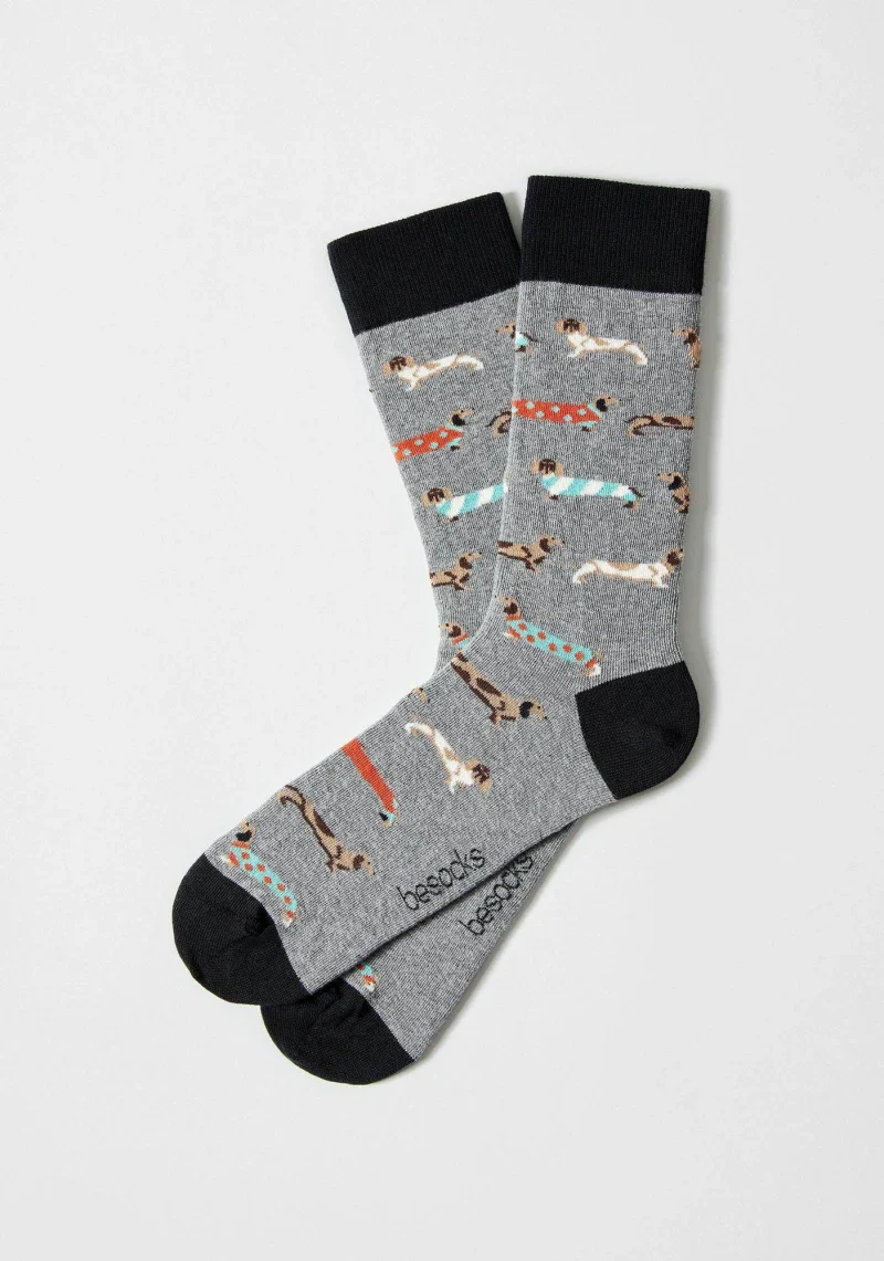 Chaussettes en coton bio grises - chiens