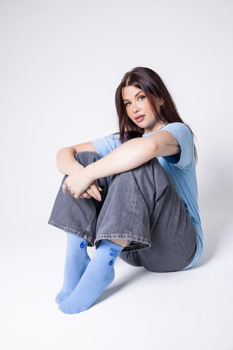 Chaussettes unisexes bleu clair - Perfect Match - Image 6