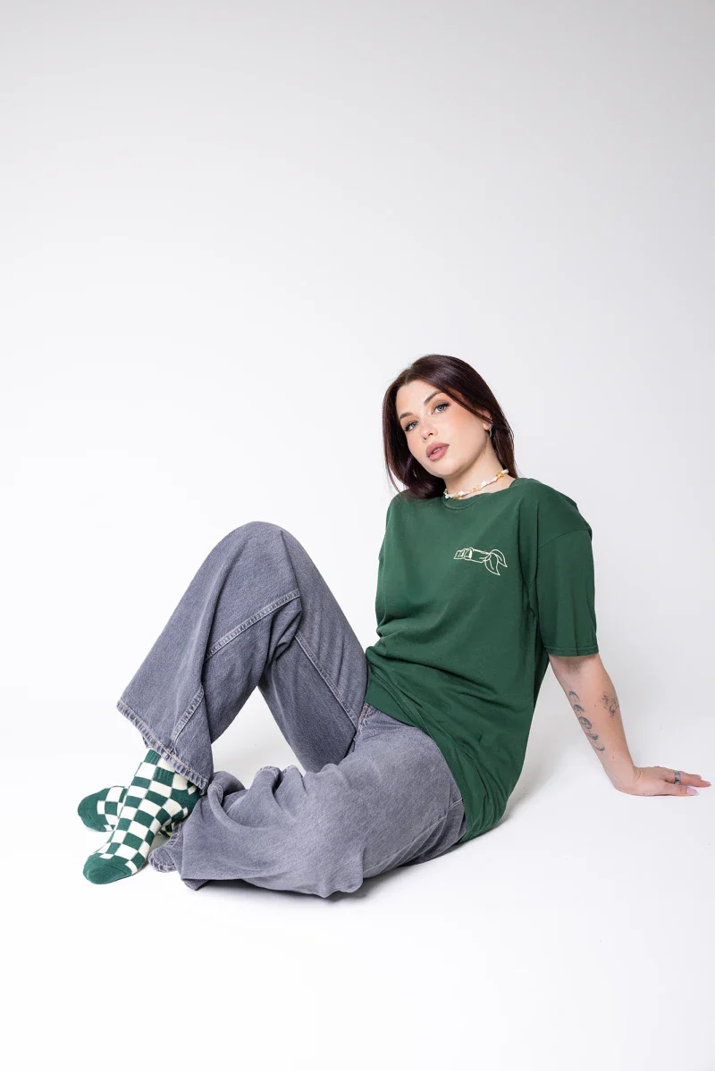 Chaussettes unisexes vert et écru - Damier - Image 6