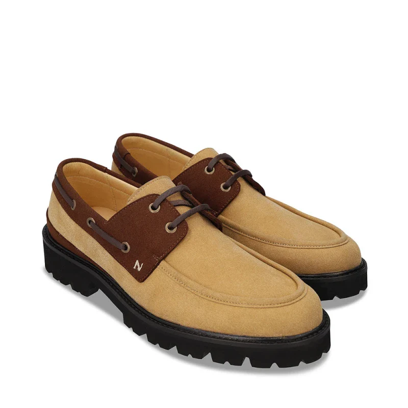 Chaussure homme Fait Main Beige et Marron - Image 3
