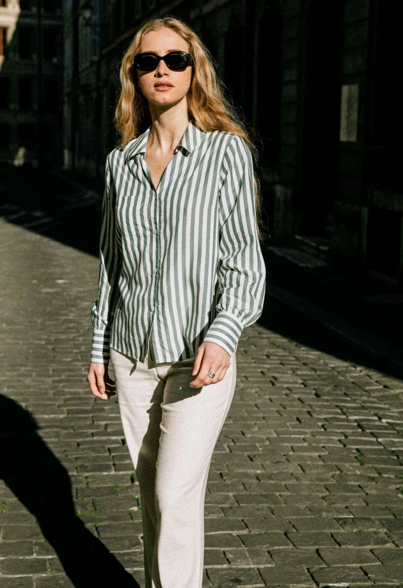 Chemise ample à rayures vertes - Kauri - Image 2