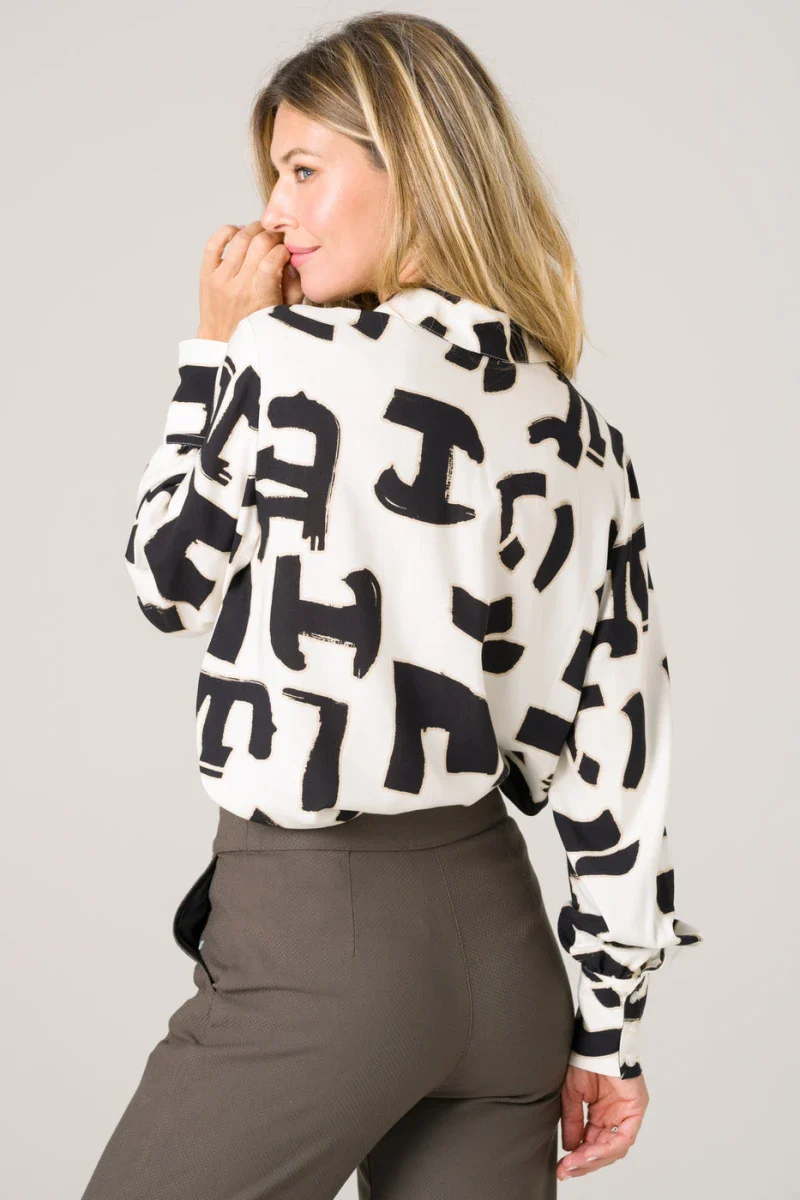 Chemise ample imprimée blanc écru - Kauri - Image 3