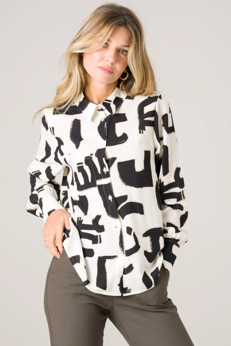 Chemise ample imprimée blanc écru - Kauri - Image 4