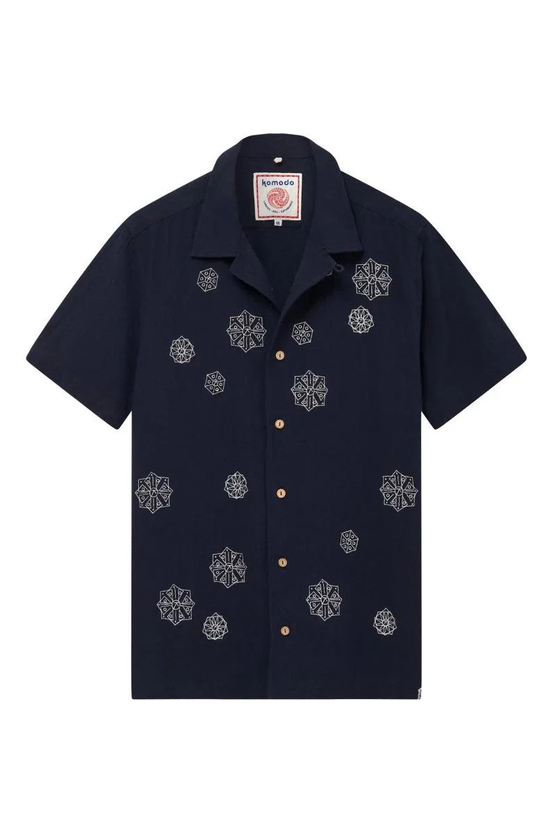 Chemise bleu marine brodée pour homme en coton bio - Spindrift - Image 3