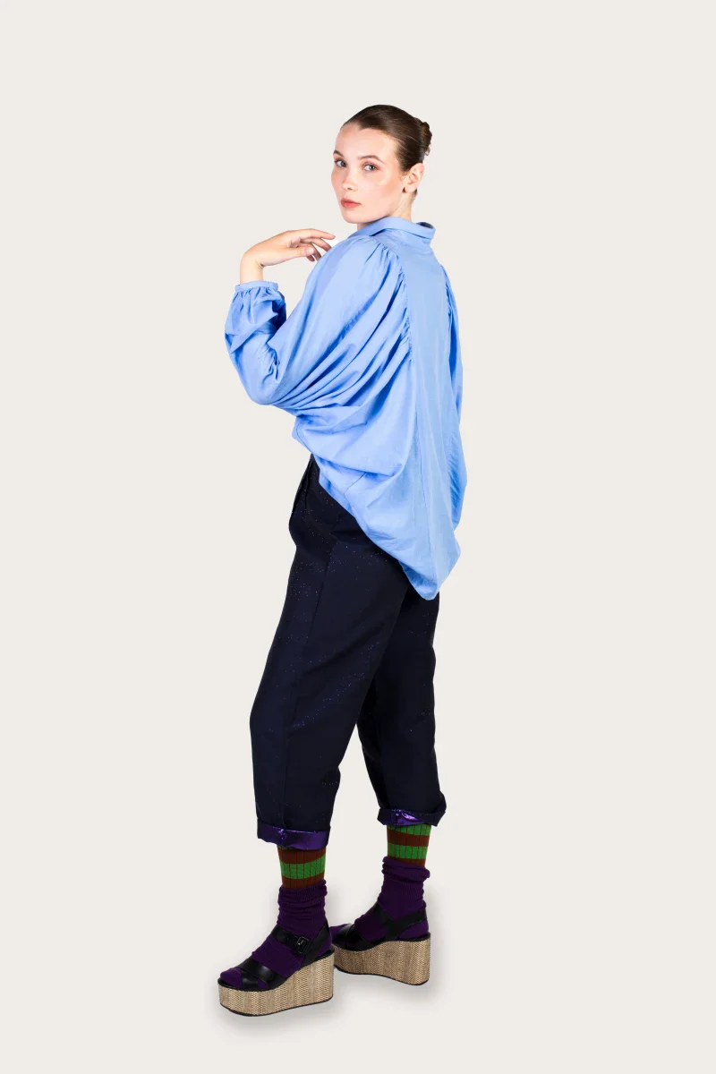 Chemise bleu upcyclée et fabriquer en France - Image 11