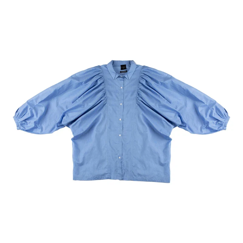 Chemise bleu upcyclée et fabriquer en France - Image 4