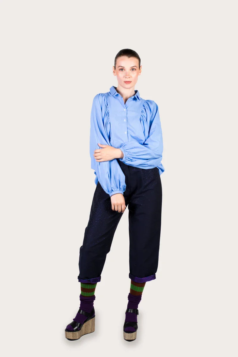 Chemise bleu upcyclée et fabriquer en France - Image 6