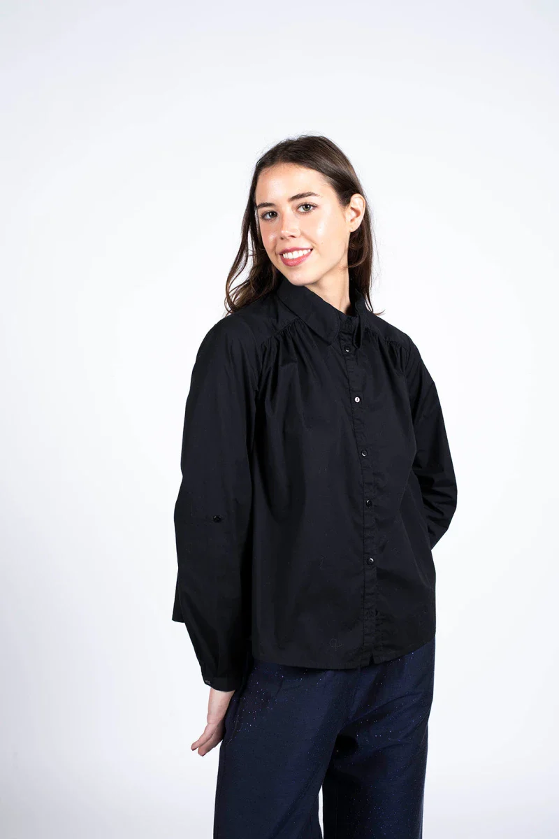 Chemise noir en coton bio certifiée GOTS - Image 3