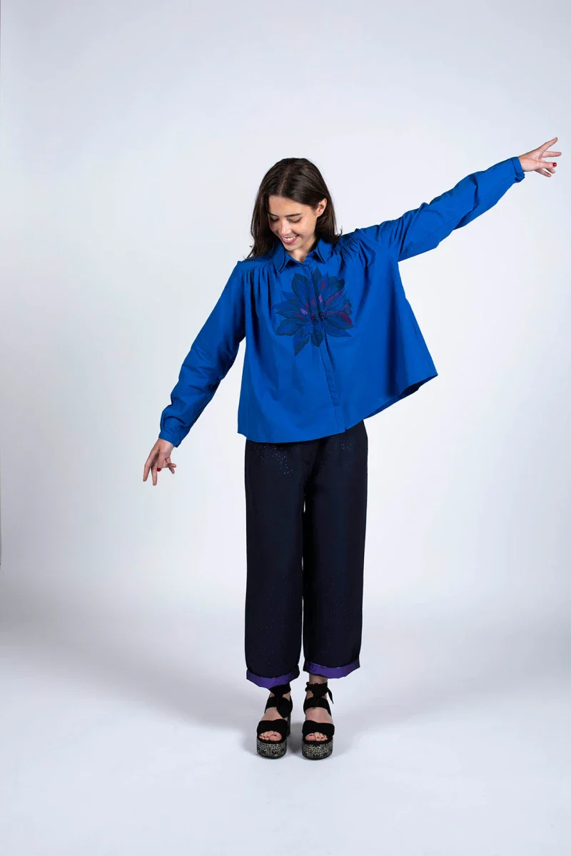 Chemise bleu Indigo en coton bio