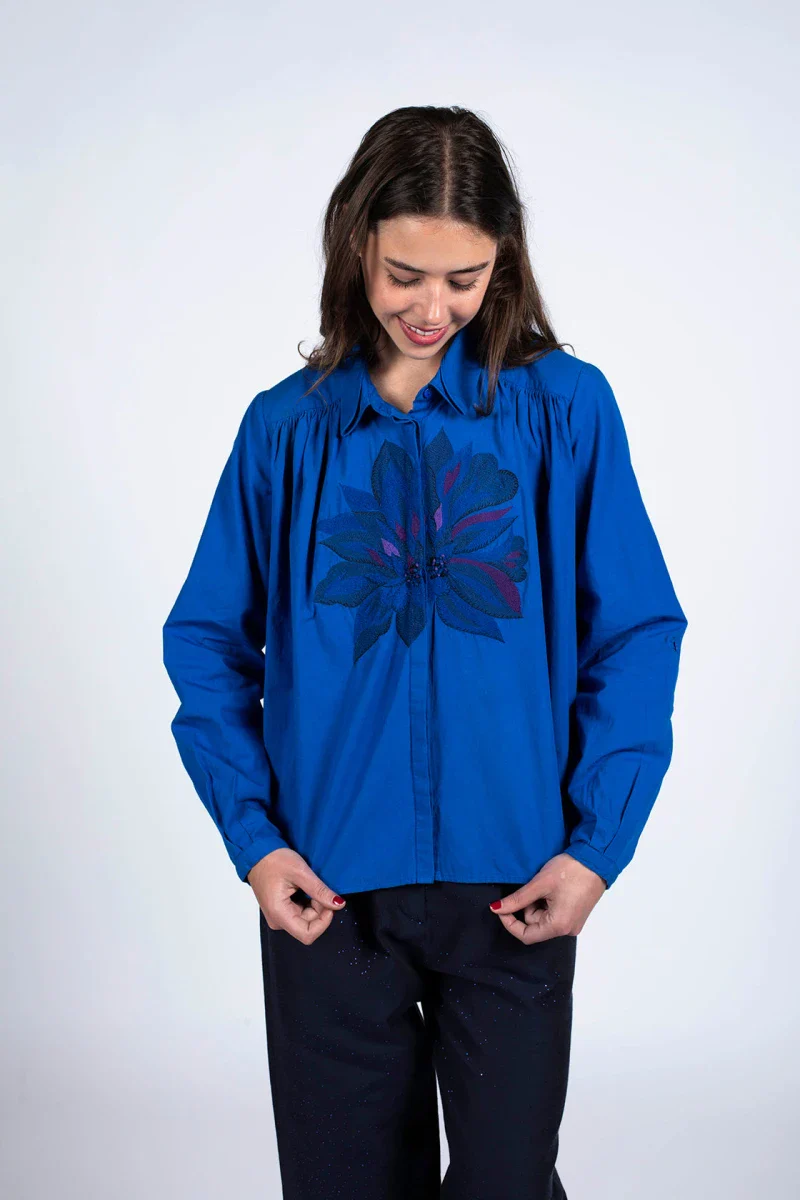 Chemise bleu Indigo en coton bio - Image 3