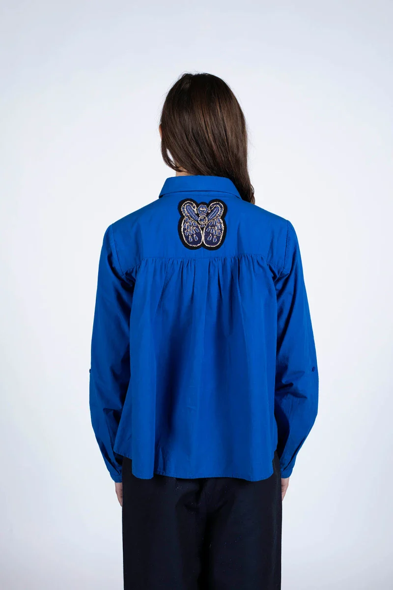 Chemise bleu Indigo en coton bio - Image 4