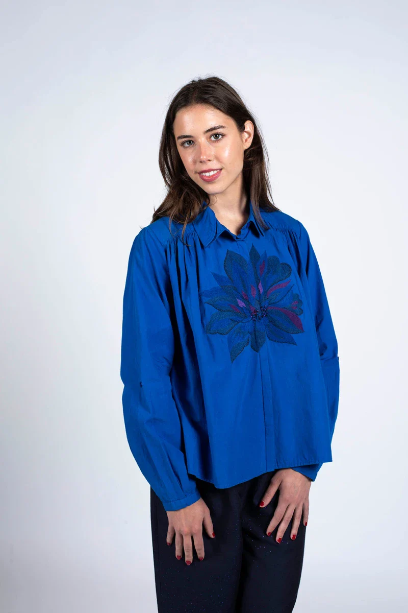 Chemise bleu Indigo en coton bio - Image 5