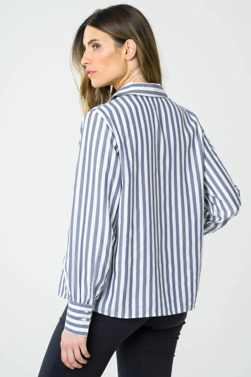 Chemise longue bleue rayures - Kauri - Image 3