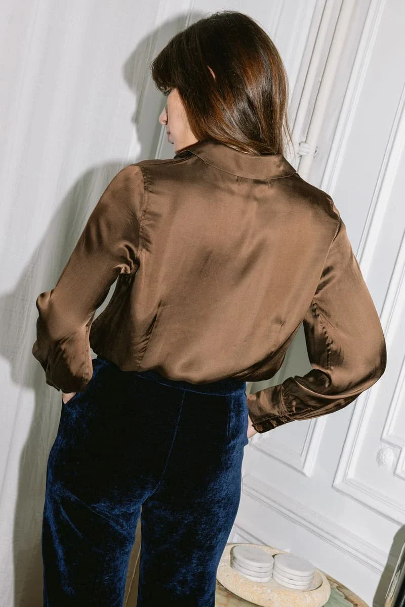 Chemise satinée marron - Kauri - Image 4