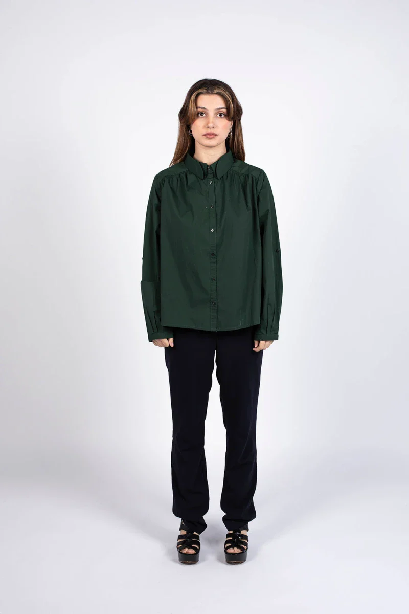 Chemise verte en coton bio certifié - Fiby - Image 2