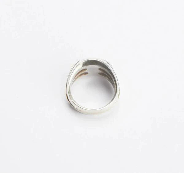 Chevalière en argent avec émail ambre - Mirage - Image 6