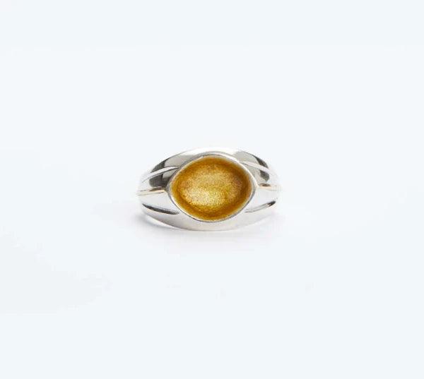 Chevalière en argent avec émail bronze - Mirage - Image 3