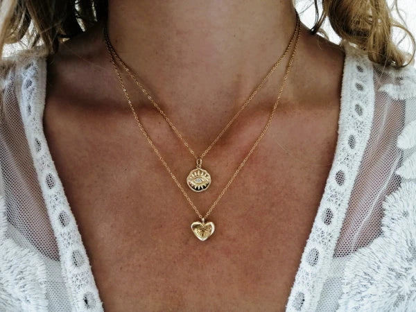 Collier cœur doré gravé œil - Lovely eyes - Image 5