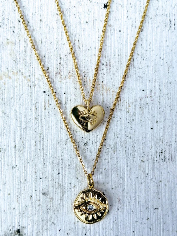 Collier cœur doré gravé œil - Lovely eyes - Image 6