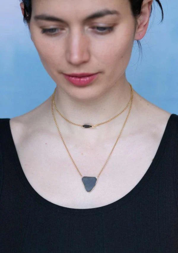 Collier doré avec galet jaune - Double Trouble - Image 2